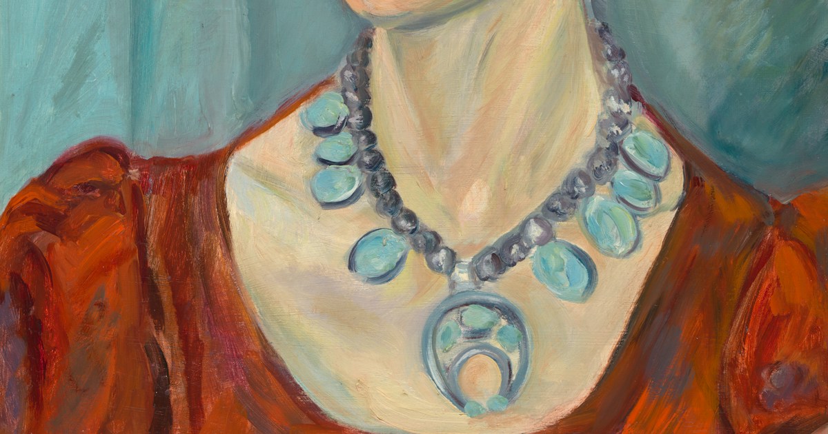 Frida kahlo in a red dress with necklace